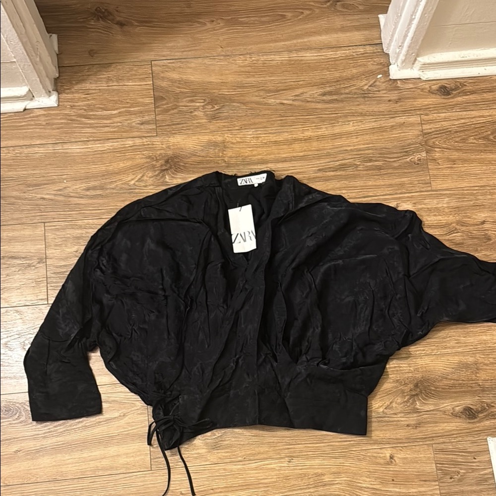 Zara Black Draped Wrap top